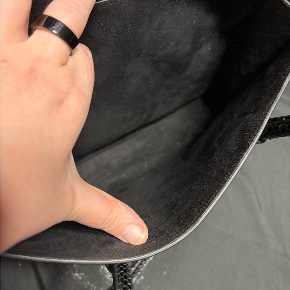 NWT Michael‎ Kors Mercer Black Snakeskin Large Convertible Tote Suede Lining - Picture 10 of 15